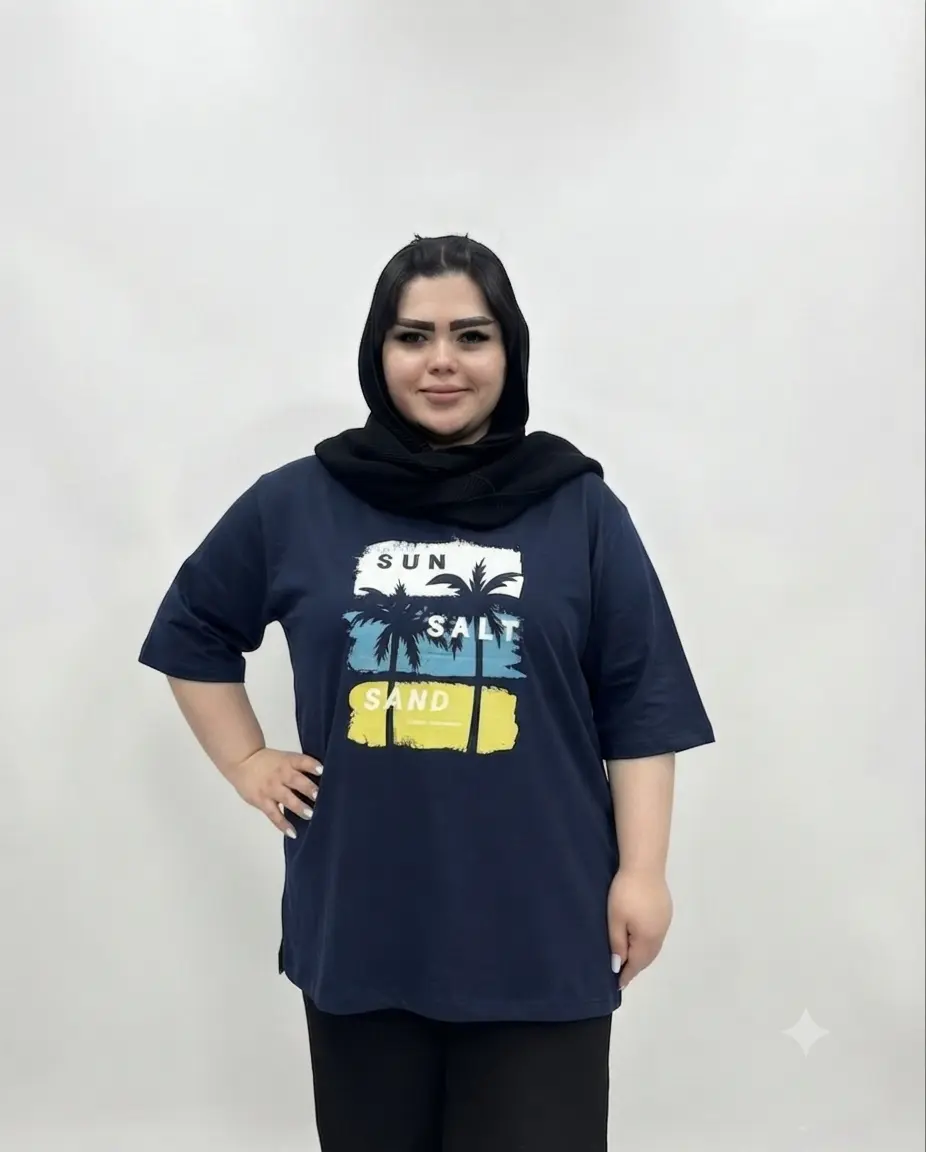 تیشرت سایز بزرگ زنانه طرح نخل